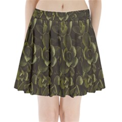 Green Leafy Plant Pleated Mini Skirt by Pakrebo