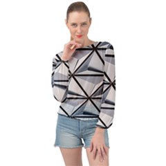 White Architectural Structure Banded Bottom Chiffon Top