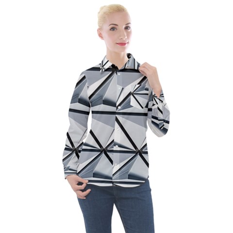 White Architectural Structure Women s Long Sleeve Pocket Shirt by Pakrebo