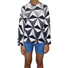 Black And White Diamond Shape Wallpaper Kids  Long Sleeve Swimwear by Pakrebo