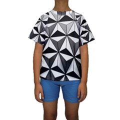 Black And White Diamond Shape Wallpaper Kids  Short Sleeve Swimwear by Pakrebo