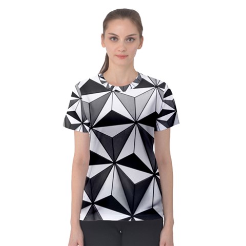 Black And White Diamond Shape Wallpaper Women s Sport Mesh Tee by Pakrebo