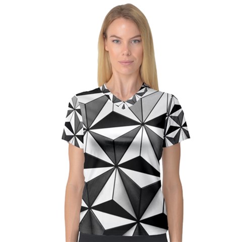 Black And White Diamond Shape Wallpaper V-neck Sport Mesh Tee by Pakrebo