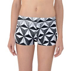 Black And White Diamond Shape Wallpaper Boyleg Bikini Bottoms by Pakrebo