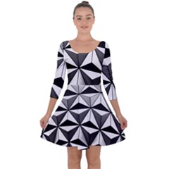 Black And White Diamond Shape Wallpaper Quarter Sleeve Skater Dress by Pakrebo