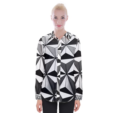 Black And White Diamond Shape Wallpaper Womens Long Sleeve Shirt by Pakrebo