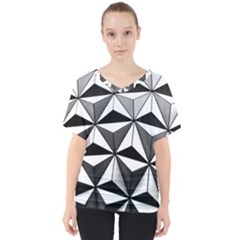 Black And White Diamond Shape Wallpaper V-neck Dolman Drape Top by Pakrebo