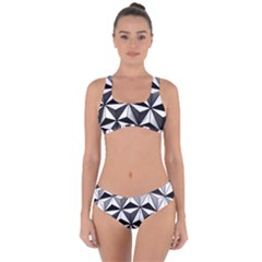 Black And White Diamond Shape Wallpaper Criss Cross Bikini Set by Pakrebo