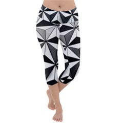 Black And White Diamond Shape Wallpaper Lightweight Velour Capri Yoga Leggings by Pakrebo