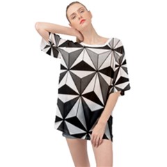 Black And White Diamond Shape Wallpaper Oversized Chiffon Top