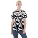 Black And White Diamond Shape Wallpaper Women s Short Sleeve Pocket Shirt View1