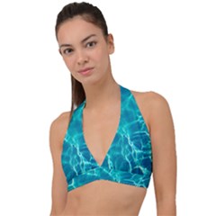 Blue Water Wallpaper Halter Plunge Bikini Top by Pakrebo