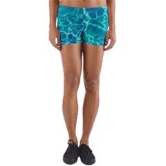 Blue Water Wallpaper Yoga Shorts by Pakrebo