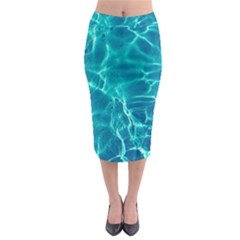 Blue Water Wallpaper Midi Pencil Skirt by Pakrebo