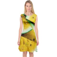 Sliced Watermelon Lot Capsleeve Midi Dress by Pakrebo