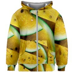 Sliced Watermelon Lot Kids  Zipper Hoodie Without Drawstring by Pakrebo