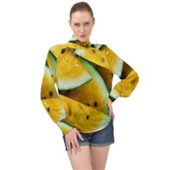 Sliced Watermelon Lot High Neck Long Sleeve Chiffon Top by Pakrebo