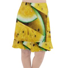 Sliced Watermelon Lot Fishtail Chiffon Skirt