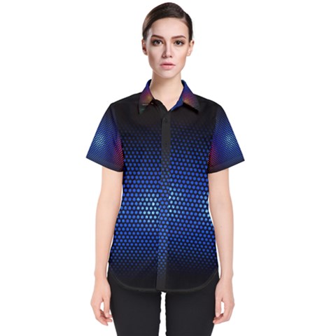 Black Portable Speaker Women s Short Sleeve Shirt by Pakrebo