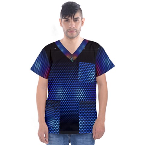 Black Portable Speaker Men s V-neck Scrub Top by Pakrebo