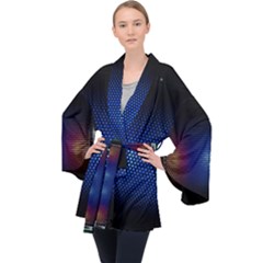 Black Portable Speaker Velvet Kimono Robe by Pakrebo