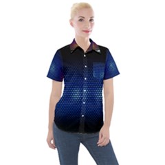 Black Portable Speaker Women s Short Sleeve Pocket Shirt