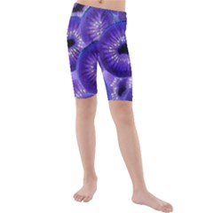 Sliced Kiwi Fruits Purple Kids  Mid Length Swim Shorts by Pakrebo