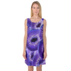 Sliced Kiwi Fruits Purple Sleeveless Satin Nightdress by Pakrebo