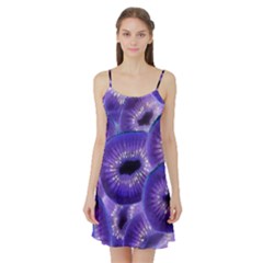 Sliced Kiwi Fruits Purple Satin Night Slip by Pakrebo