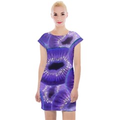 Sliced Kiwi Fruits Purple Cap Sleeve Bodycon Dress by Pakrebo