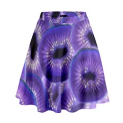 Sliced Kiwi Fruits Purple High Waist Skirt by Pakrebo