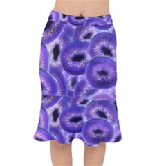 Sliced Kiwi Fruits Purple Short Mermaid Skirt by Pakrebo