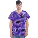 Sliced Kiwi Fruits Purple Men s V-Neck Scrub Top View1