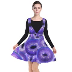 Sliced Kiwi Fruits Purple Plunge Pinafore Dress by Pakrebo