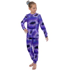 Sliced Kiwi Fruits Purple Kids  Long Sleeve Set  by Pakrebo