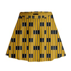 Yellow And Black Pattern Mini Flare Skirt by Pakrebo