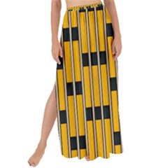 Yellow And Black Pattern Maxi Chiffon Tie-up Sarong by Pakrebo