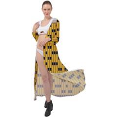 Yellow And Black Pattern Maxi Chiffon Beach Wrap