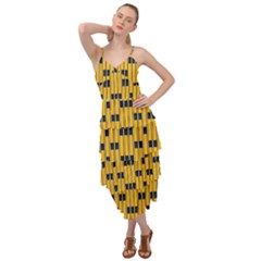 Yellow And Black Pattern Layered Bottom Dress