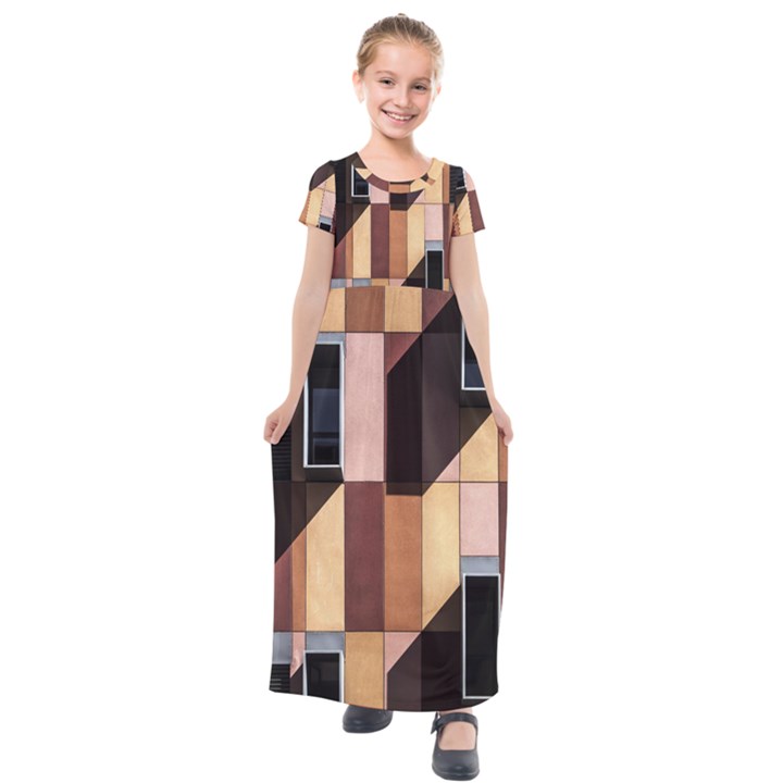 Architectural Design Architecture Building Colors Kids  Short Sleeve Maxi Dress