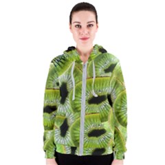 Sliced Kiwi Fruits Green Women s Zipper Hoodie by Pakrebo