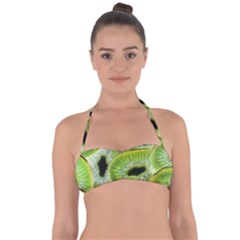 Sliced Kiwi Fruits Green Halter Bandeau Bikini Top by Pakrebo