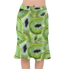 Sliced Kiwi Fruits Green Short Mermaid Skirt by Pakrebo