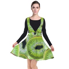 Sliced Kiwi Fruits Green Plunge Pinafore Dress by Pakrebo