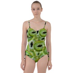 Sliced Kiwi Fruits Green Sweetheart Tankini Set by Pakrebo