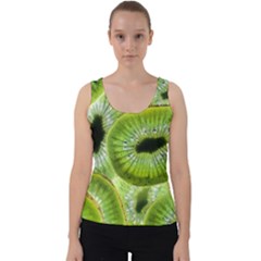 Sliced Kiwi Fruits Green Velvet Tank Top by Pakrebo