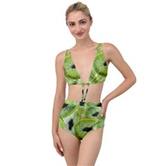 Sliced Kiwi Fruits Green Tied Up Two Piece Swimsuit by Pakrebo