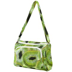 Sliced Kiwi Fruits Green Front Pocket Crossbody Bag by Pakrebo