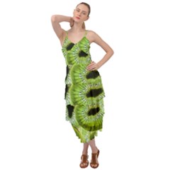 Sliced Kiwi Fruits Green Layered Bottom Dress