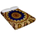 Red And White Angels Printed On Green Red And Purple Round Rug Fitted Sheet (Queen Size) View2